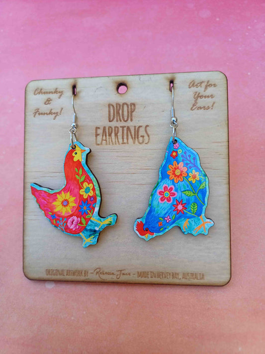 Garden Chooks Drop Earrings
