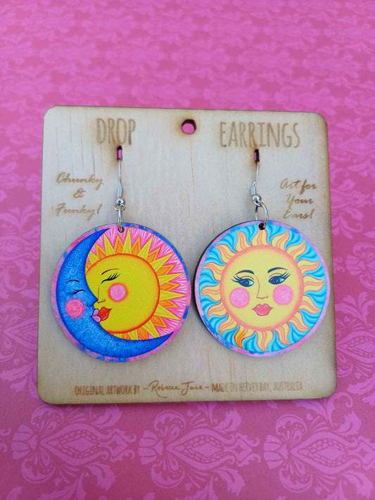 Moon & Sun Drop Earrings