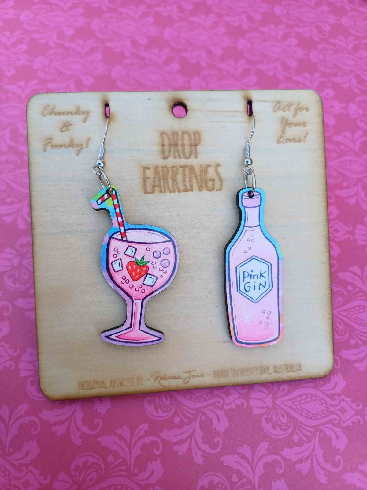 Pink Gin Drop Earrings