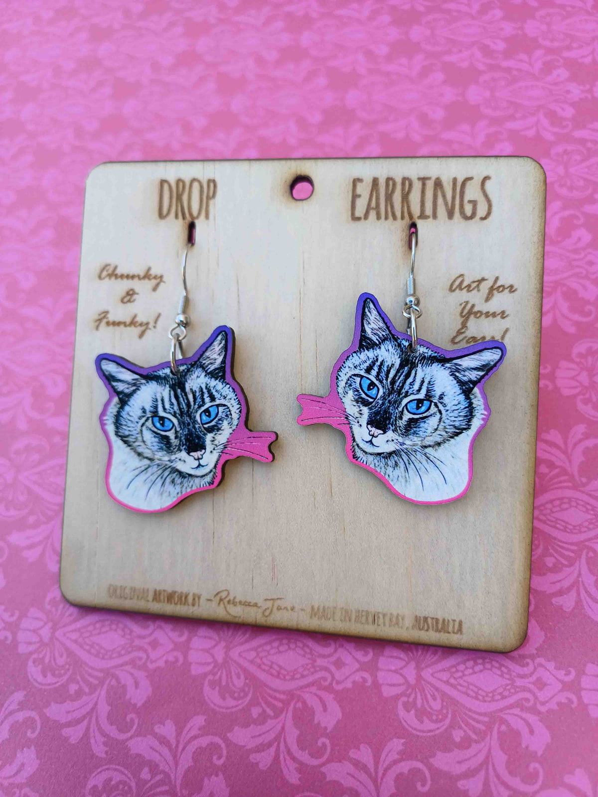 Zak the Cat Drop Earrings