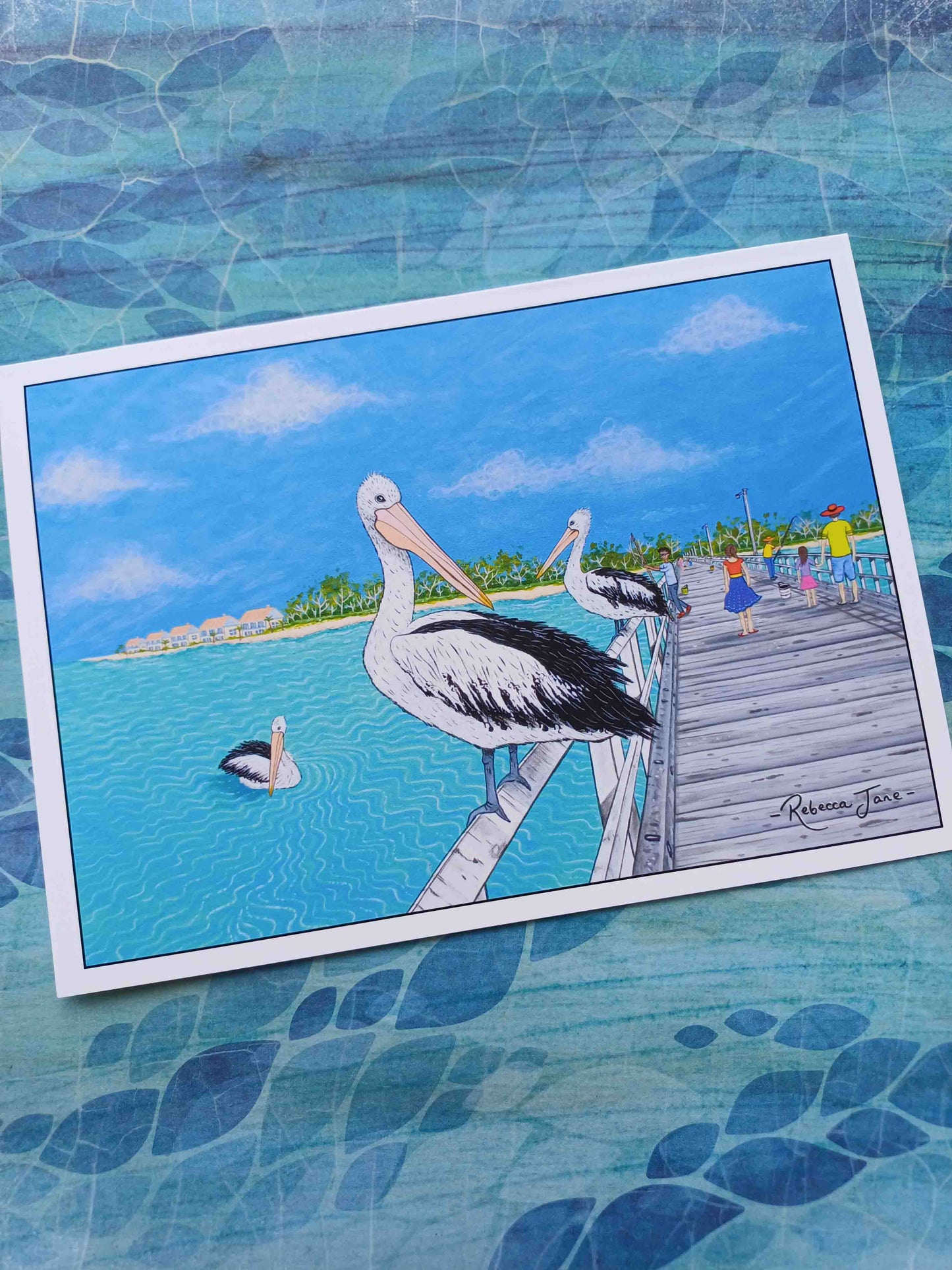 Pelicans on the Pier Greeting Card