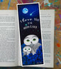Owls in Poppies Blue Bookmark