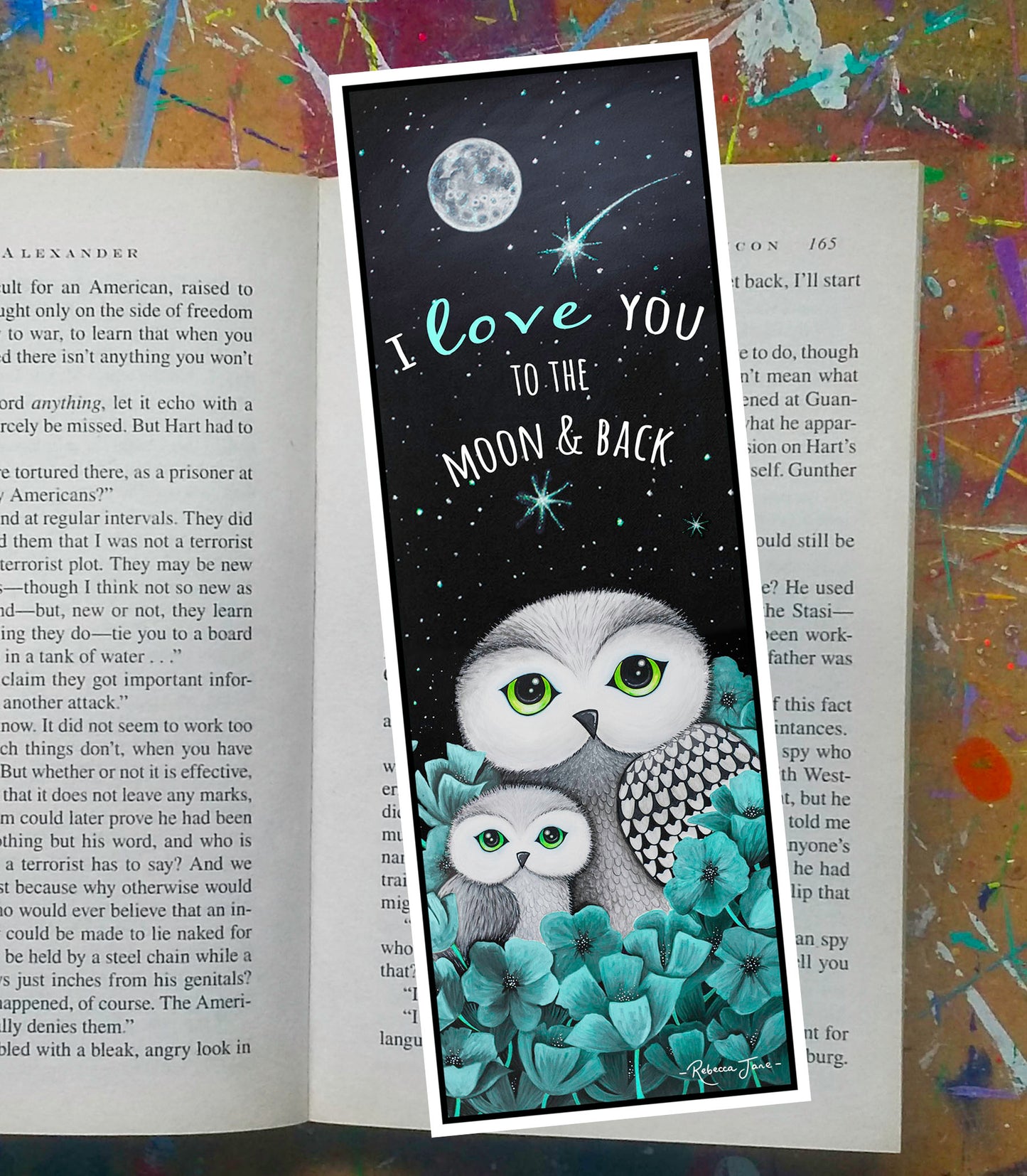Owls in Poppies Mint Bookmark