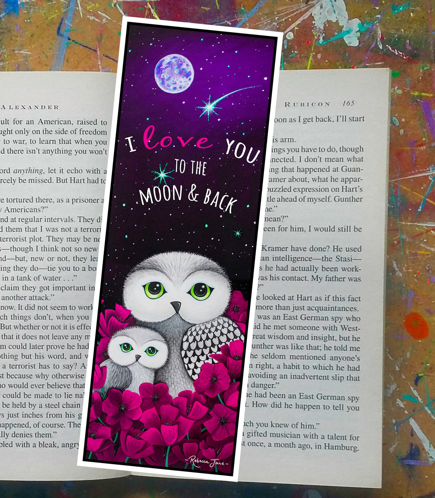 Owls in Poppies Pink Bookmark
