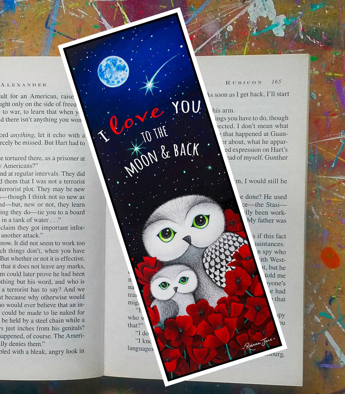 Owls in Poppies Red Bookmark