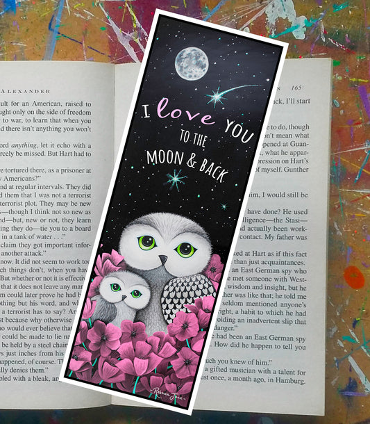 Owls in Poppies Strawberry Bookmark