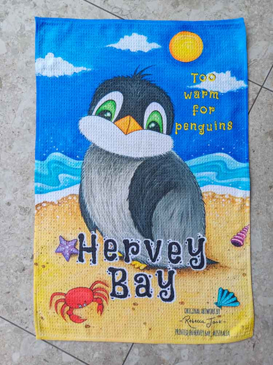 Beach Pengy Tea Towel