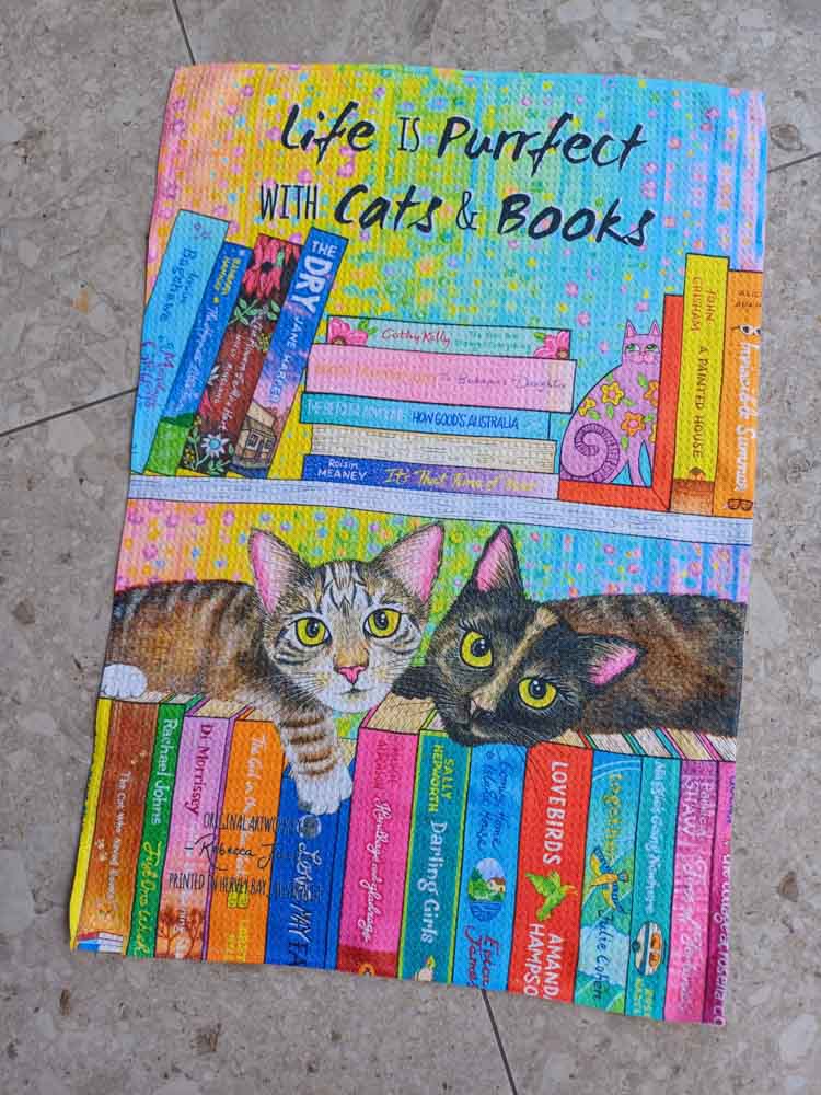 Cats n Books Tea Towel