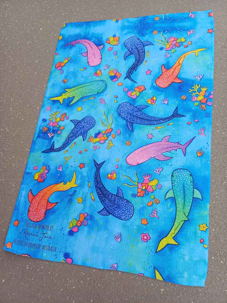 Whale Shark Wishes Tea Towel