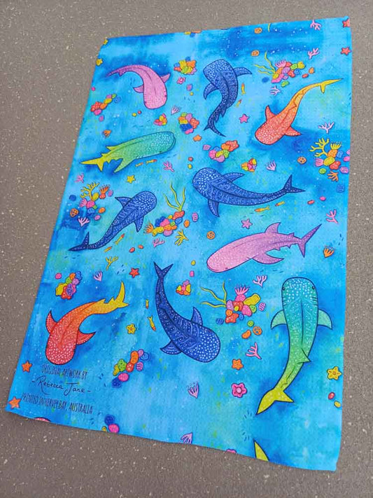 Whale Shark Wishes Tea Towel