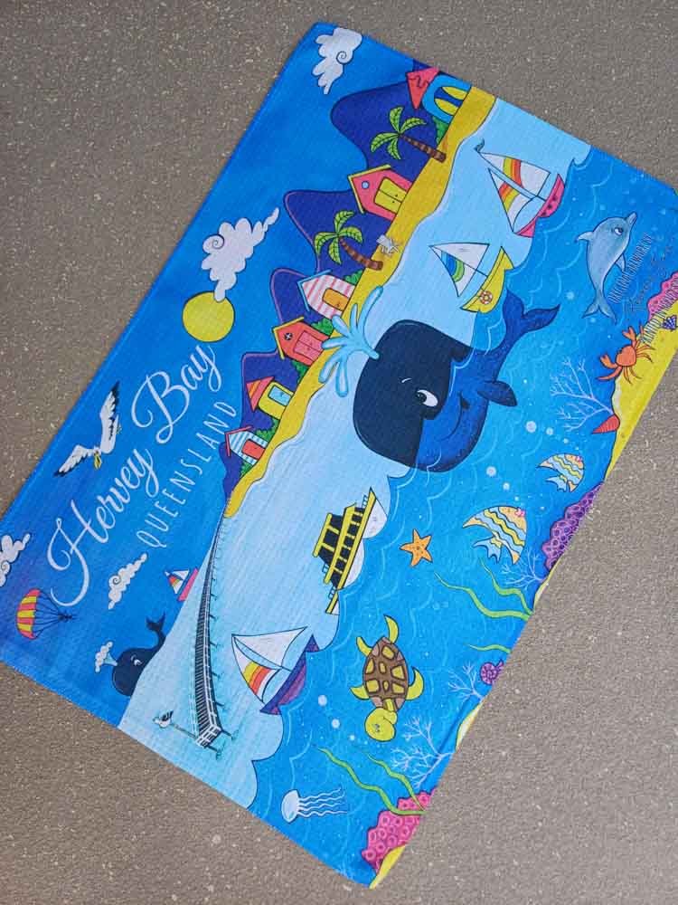 Whale Town Tea Towel