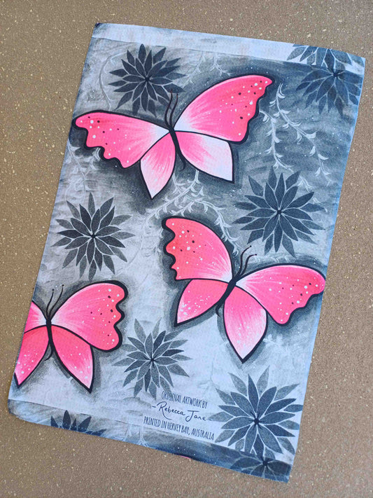 Winter Butterflies Tea Towel