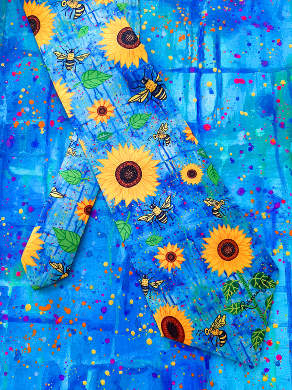 Sunflowers n Bees Tie