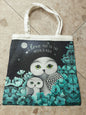 Owls in Poppies Mint Tote Bag