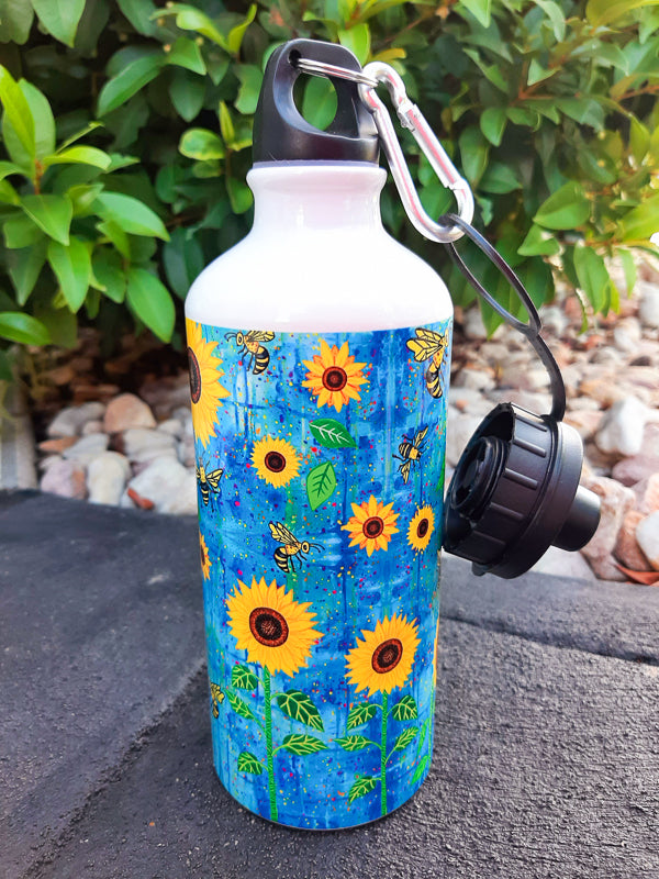 Sunflowers n Bees 600ml Aluminium Water Bottle