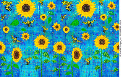 Sunflowers n Bees 600ml Aluminium Water Bottle