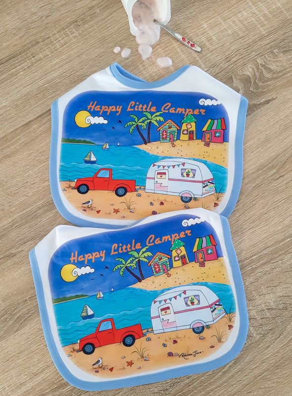 Ute and Caravan Baby Bib