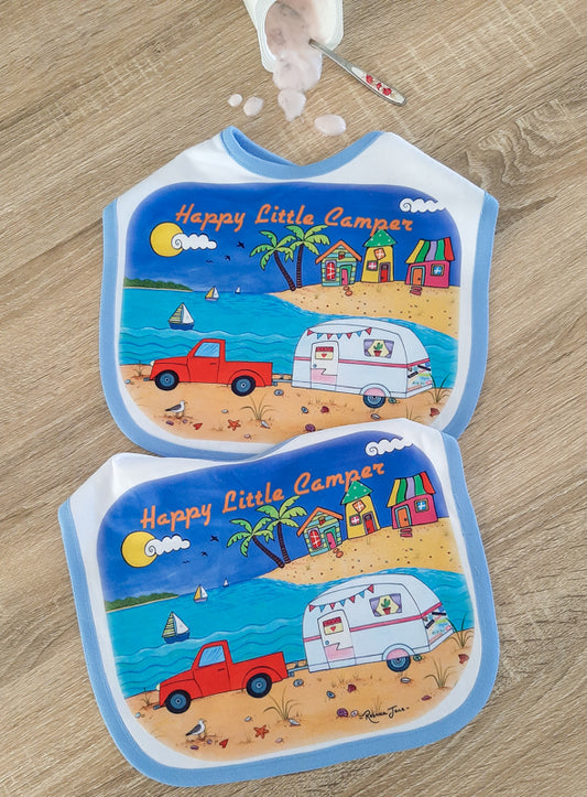 Ute and Caravan Baby Bib