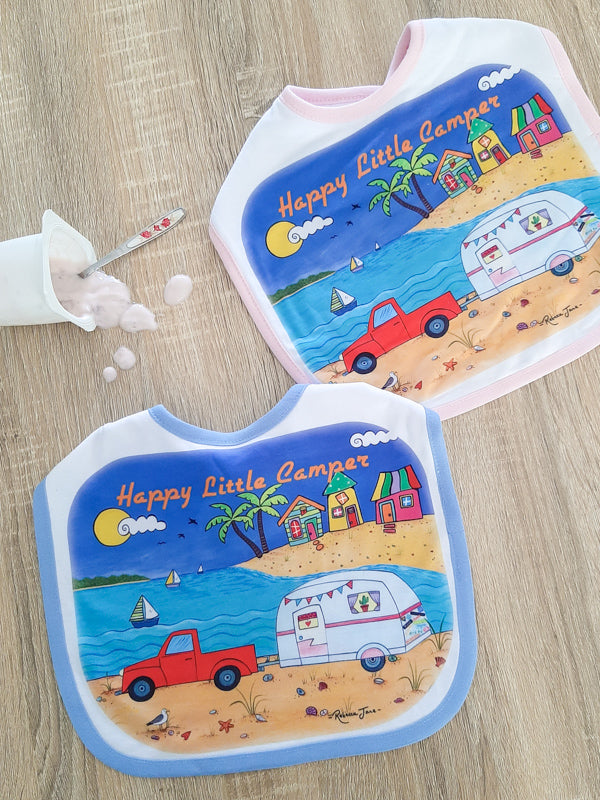 Ute and Caravan Baby Bib