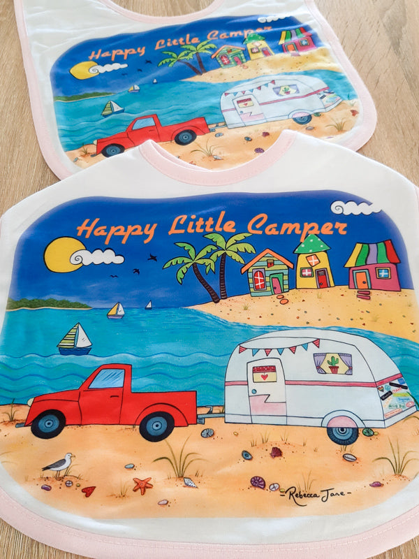 Ute and Caravan Baby Bib