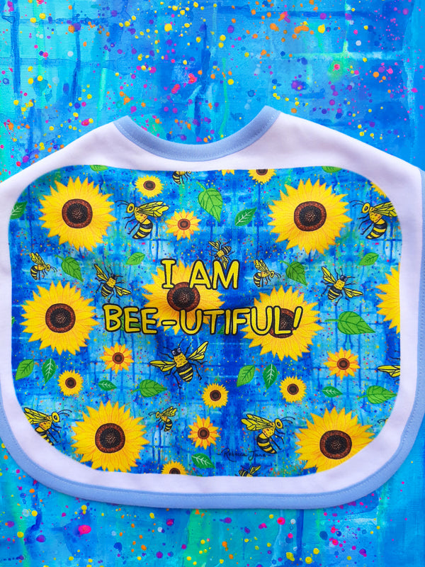 Sunflowers n Bees Baby Bib