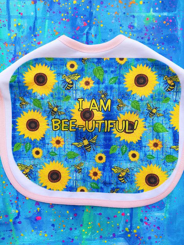 Sunflowers n Bees Baby Bib