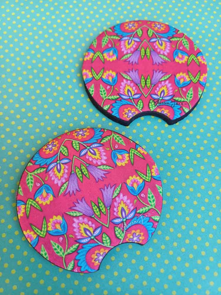 Folky Flowers Red Car Coaster