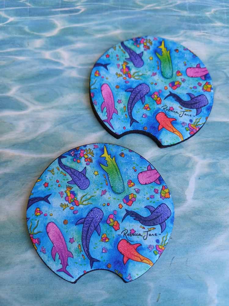 Whale Shark Wishes Car Coaster