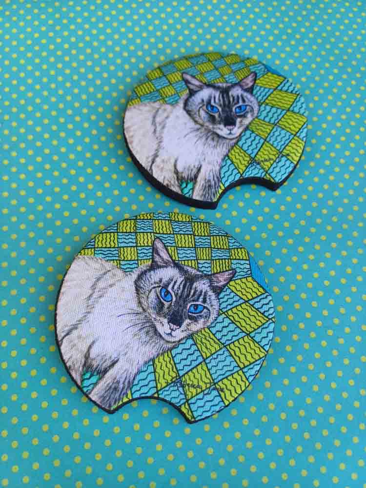 Zak the Cat Green Car Coaster