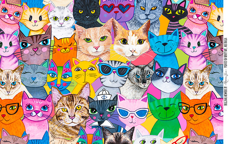 Colourful Cats 600ml Aluminium Water Bottle