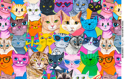 Colourful Cats 600ml Aluminium Water Bottle