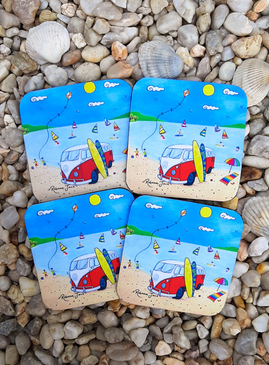 Beach Kombi Red Coaster