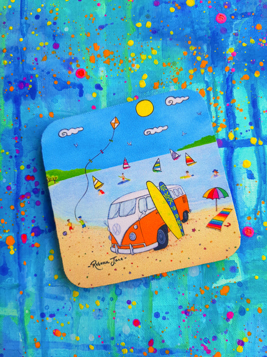 Beach Kombi Orange Coaster