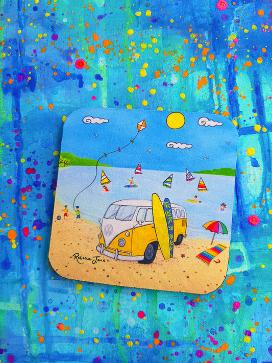 Beach Kombi Yellow Coaster