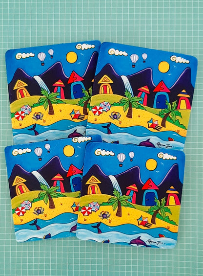 Beach Town with Balloons Coaster