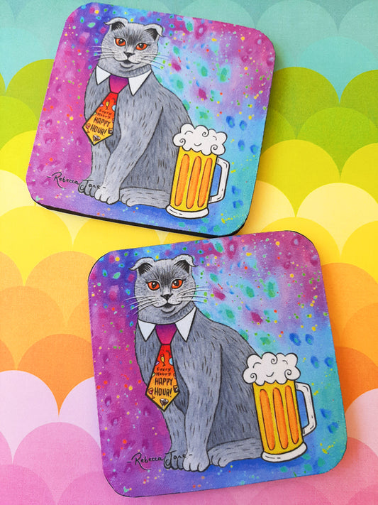 Business Beer Cat Coaster