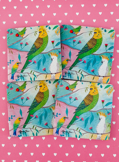 Colourful Birds of Australia Budgie Coaster