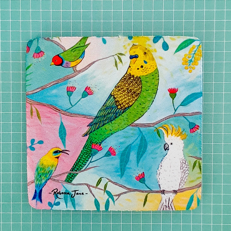 Colourful Birds of Australia Budgie Coaster