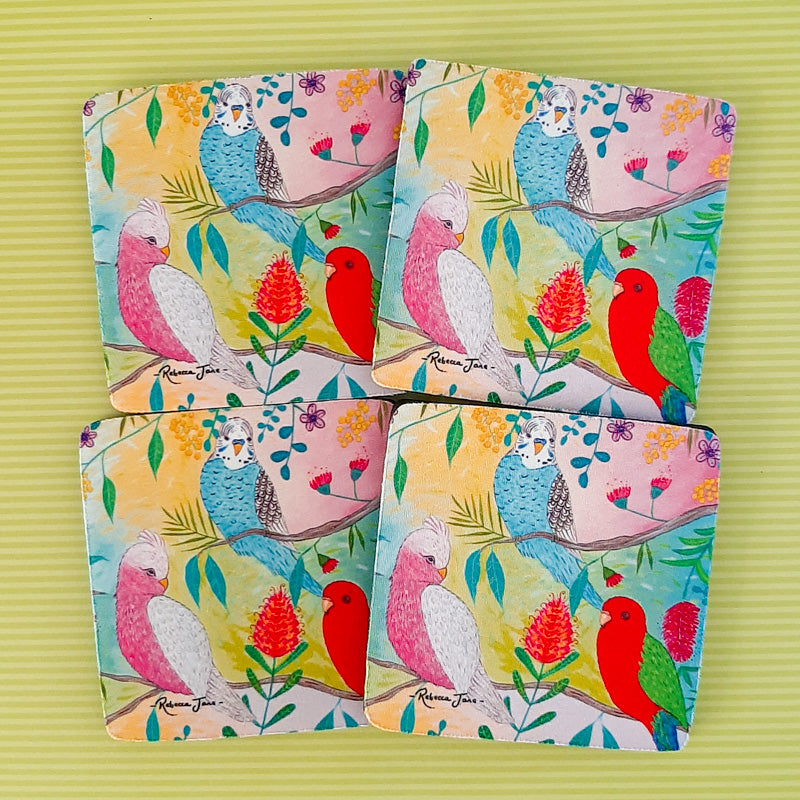 Colourful Birds of Australia Pink Galah Coaster