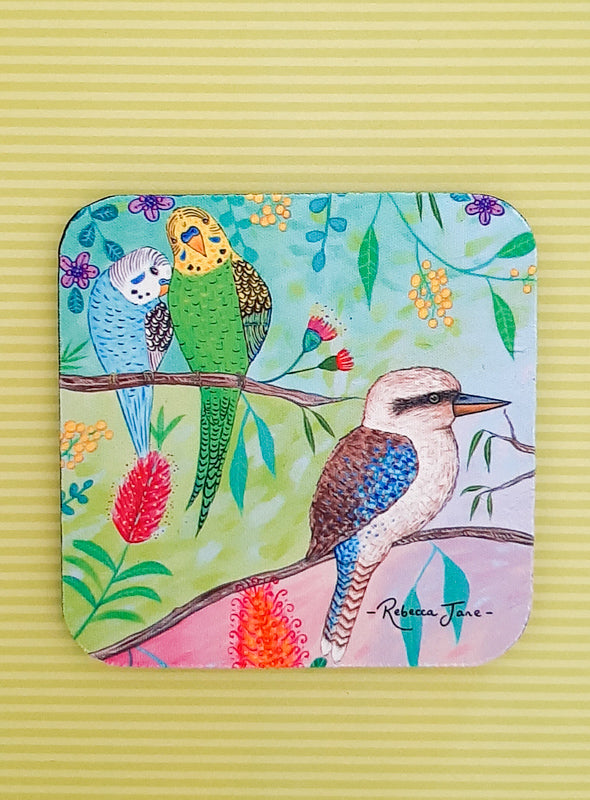 Colourful Birds of Australia Kookaburra Coaster