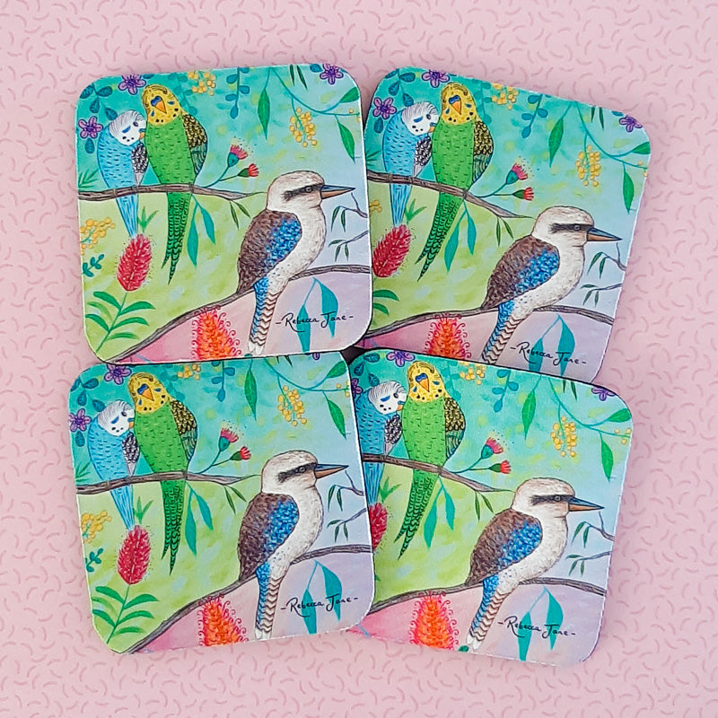 Colourful Birds of Australia Kookaburra Coaster