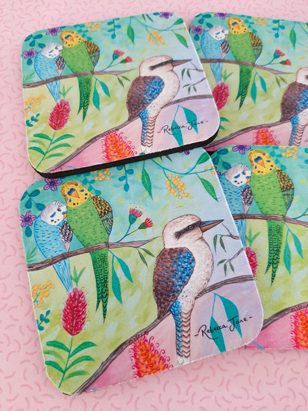 Colourful Birds of Australia Kookaburra Coaster