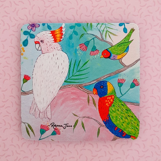 Colourful Birds of Australia Major Mitchell Cockatoo Coaster