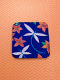 Dragonflies & Frangipanis Blue Coaster