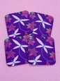 Dragonflies & Frangipanis Purple Coaster