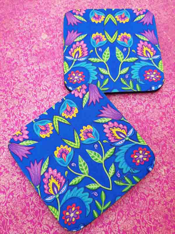 Folky Flowers Blue Coaster