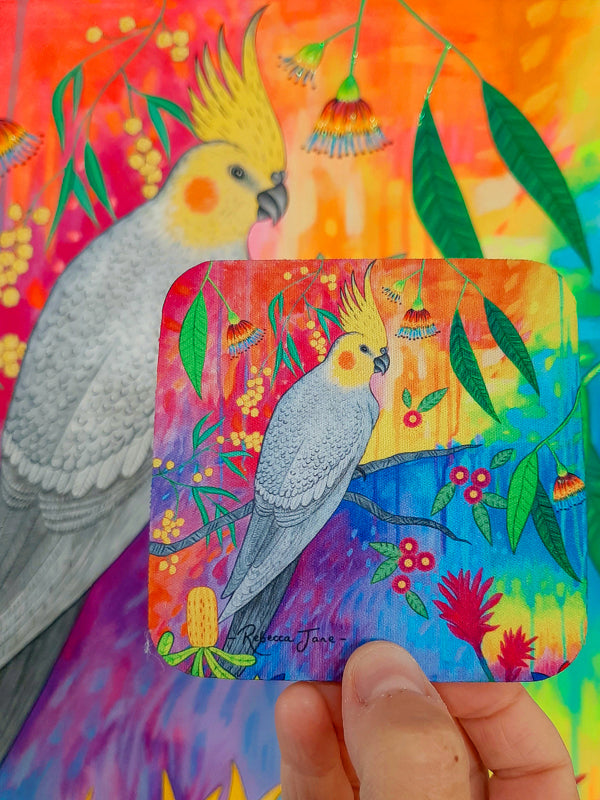 Springtime Birds & Blooms Cockatiel Coaster