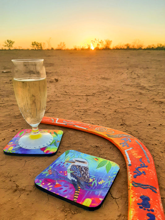 Springtime Birds & Blooms Kookaburra Coaster