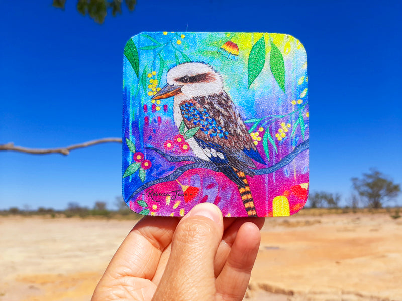 Springtime Birds & Blooms Kookaburra Coaster