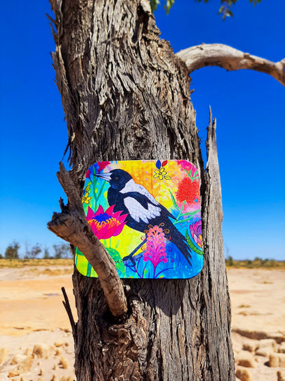 Springtime Birds & Blooms Magpie Coaster
